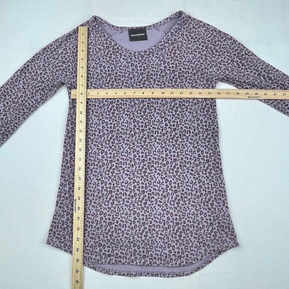 MONROW Purple Leopard Print Boyfriend Lightweight Sweatshirt - Picture 6 of 8